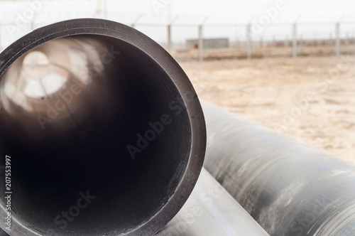 pipes close up on outdoor warehouse