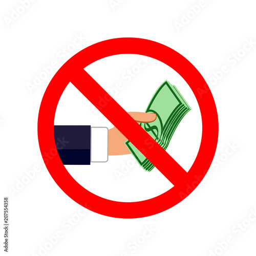 Stop corruption sign. Vector flat illustration.