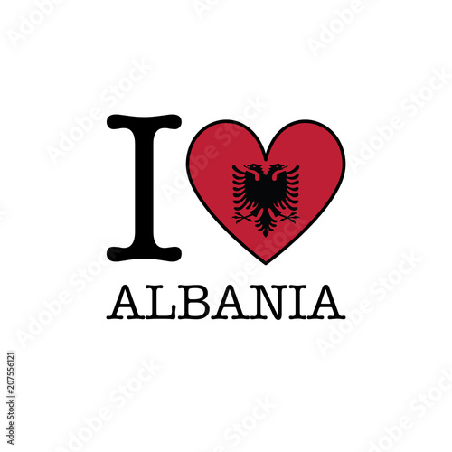 I love Albania. Heart shape national country flag icon