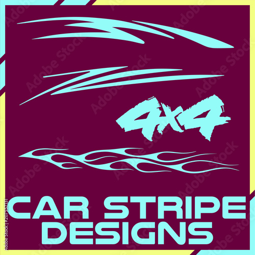 Tribal and cool Car stripe design set. Adhesive vinyl sticker designs photo