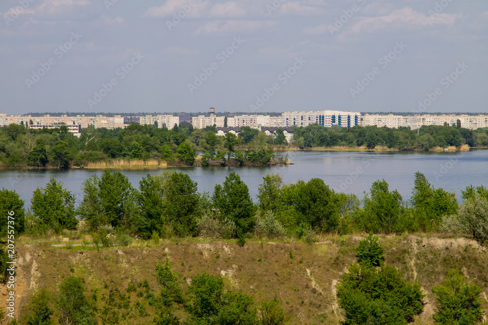 View on the river Dnieper and city Komsomolsk