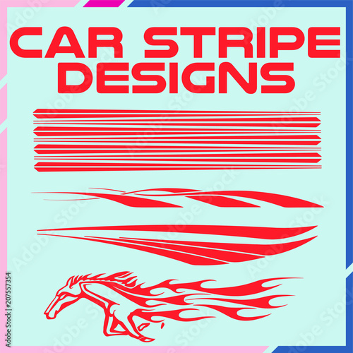 Tribal and cool Car stripe design set. Adhesive vinyl sticker designs