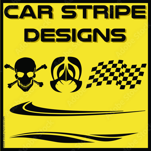 Tribal and cool Car stripe design set. Adhesive vinyl sticker designs