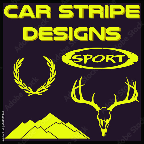 Tribal and cool Car stripe design set. Adhesive vinyl sticker designs