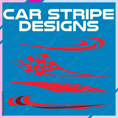 Tribal and cool Car stripe design set. Adhesive vinyl sticker designs photo