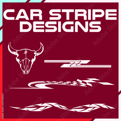 Tribal and cool Car stripe design set. Adhesive vinyl sticker designs photo