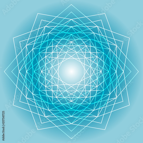 Vector illustration with line art. Abstract geometric triangular shapes on light blue gradient background.
