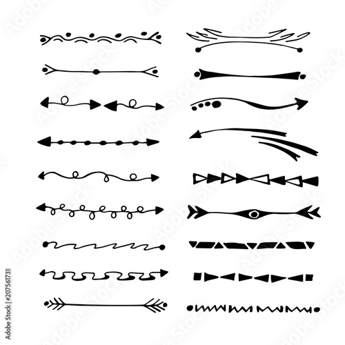 Set of vector  simple hand drawn text separators.