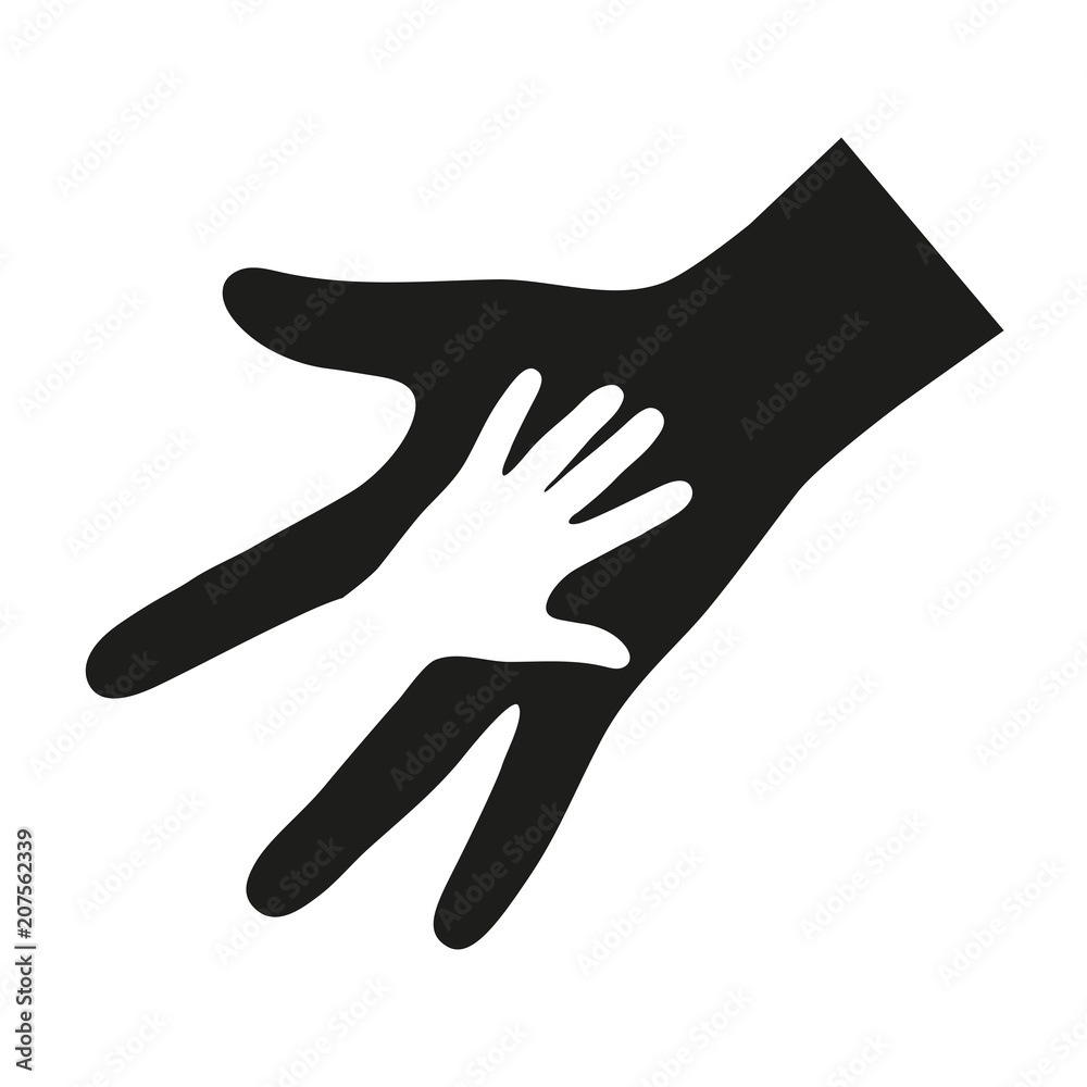 Helping hands.The woman's hand with a child's hand on a white background
