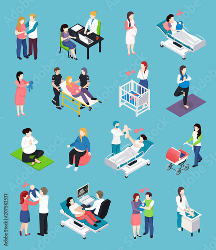 Pregnancy Isometric Icons