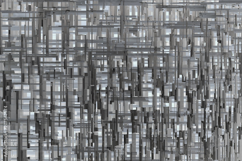 Abstract gray or black and white sci-fi 3d geometric texture pattern.
