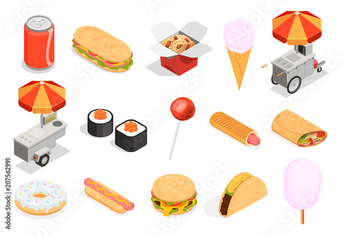 Street Food  Icons Set 