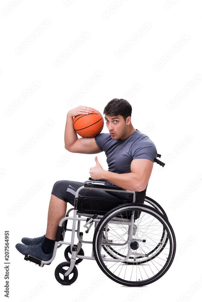 Fototapeta premium Basketball player recovering from injury on wheelchair