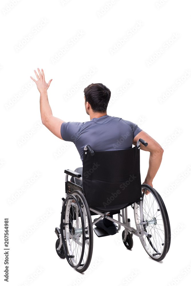 Man on wheelchair isolated on white background Man on wheelchair isolated on white background
