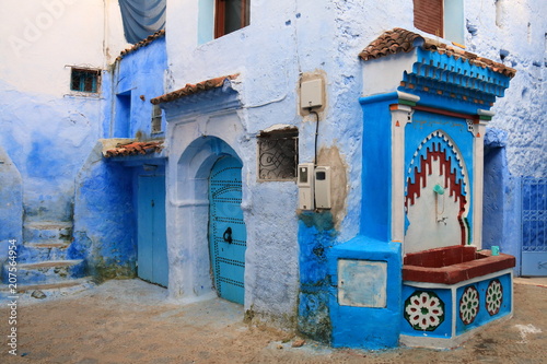 Beautiful street in the medina of Chefchaouen, the so-called blue town, in northern Morocco © juanorihuela