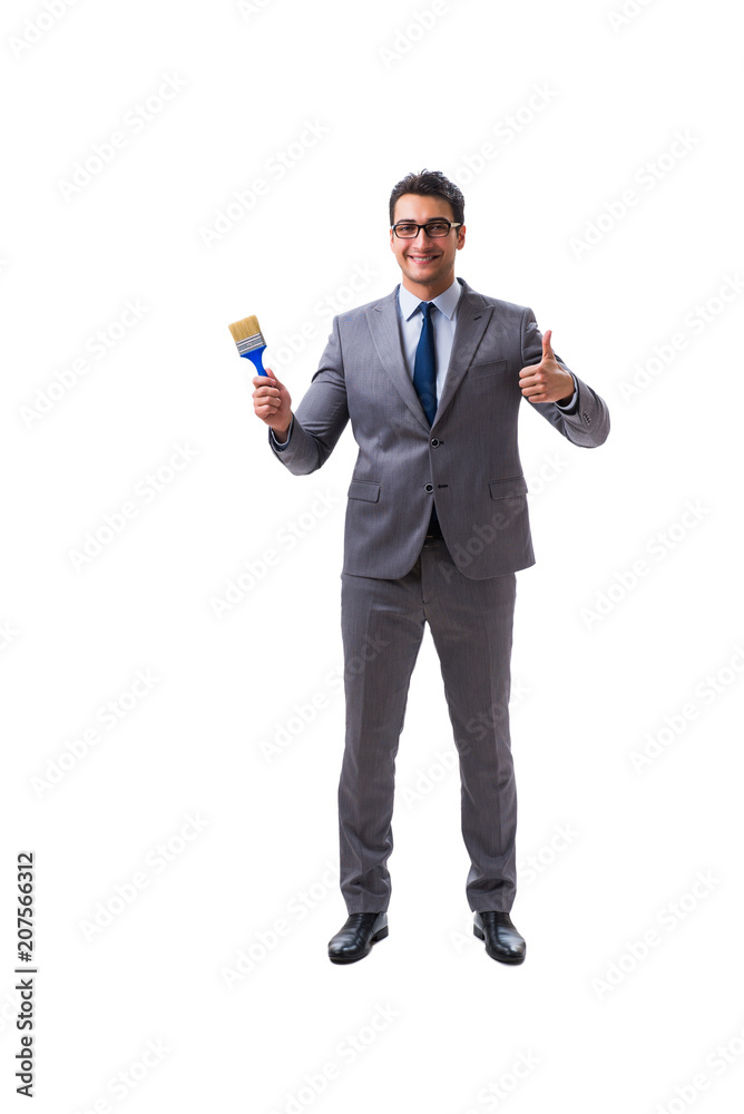 Obraz premium Businessman painter isolated on white background