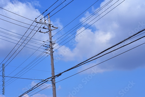 青空と電柱 電線