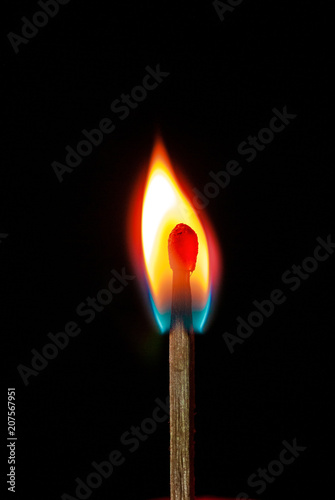 abstract photo of burning matchstick on black