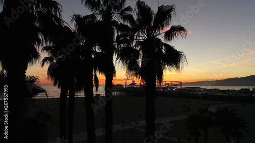 4k aerial clip of the world famous Santa Monica Pier 