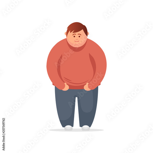 Fat man. Vector flat illustration