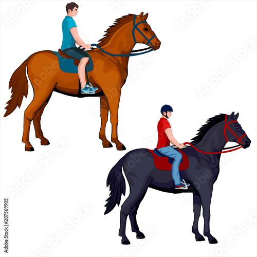 Isolated figure of a horseman on a standing horse