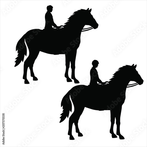 Silhouette of a horseman on a standing horse