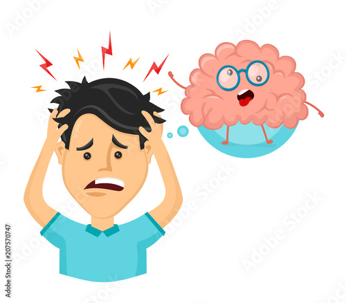 Young man with strees,headache