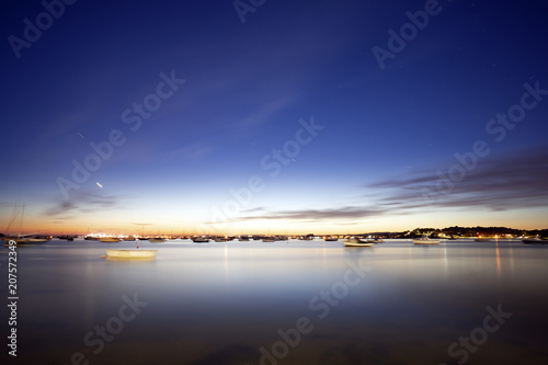 Poole Harbour on the UK s south coast at night
