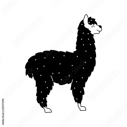 Vector illustration of cute llama