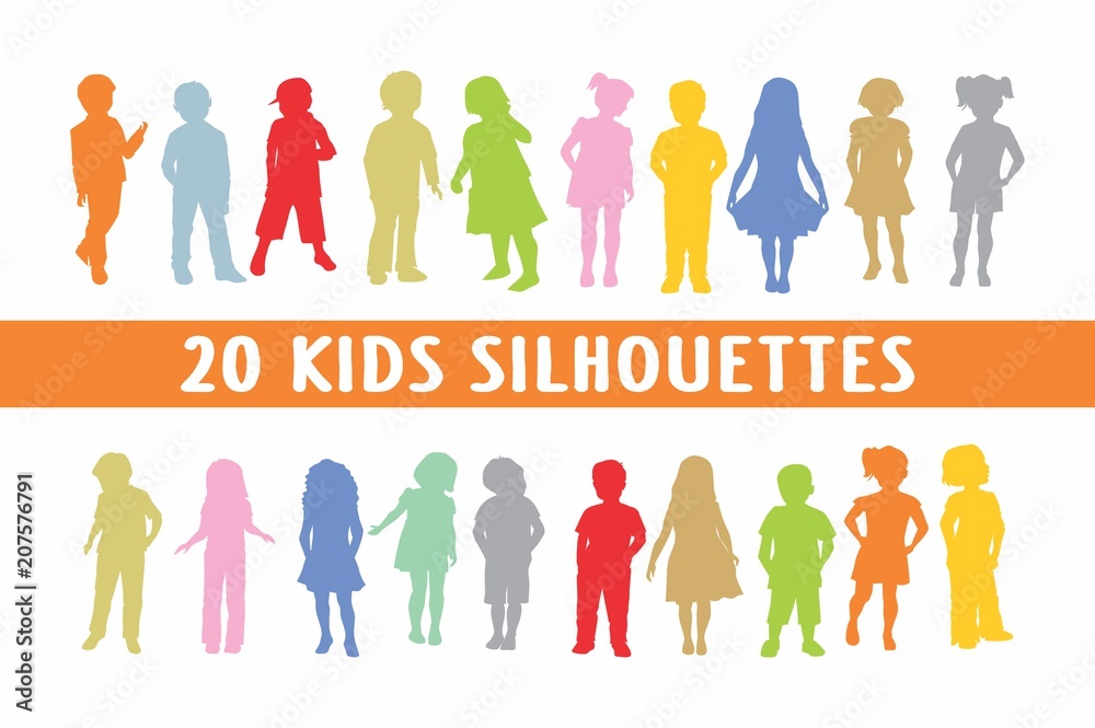 20 Kids Children Silhouettes various design 