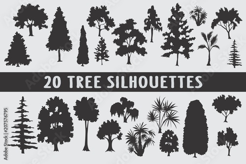 20 Trees Silhouettes various design set