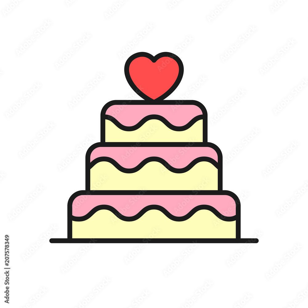 wedding cake icon. wedding with love graphic for wedding concept illustration design. simple clean colored symbol. wedding cake icon. wedding with love graphic for wedding concept illustration design. simple clean colored symbol.