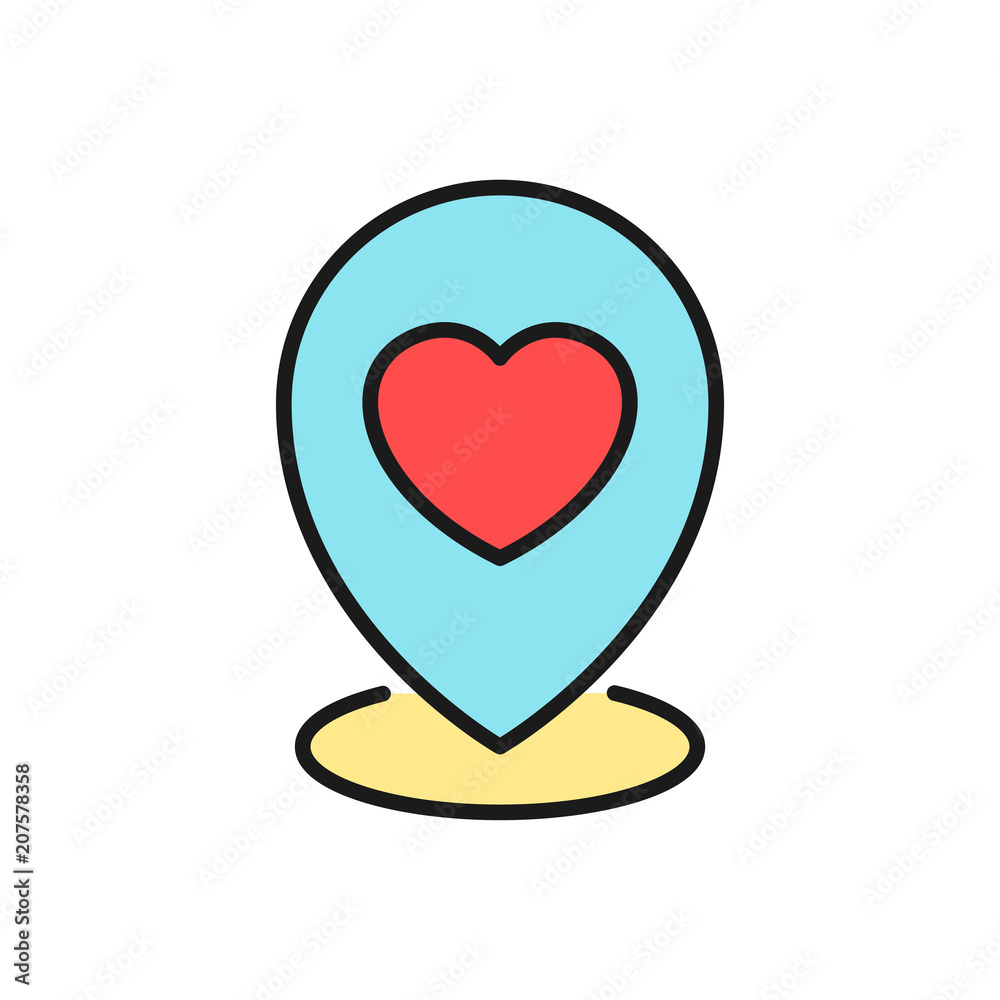 wedding party map location icon. pin locator with love graphic illustration. simple clean colored symbol. wedding party map location icon. pin locator with love graphic illustration. simple clean colored symbol.
