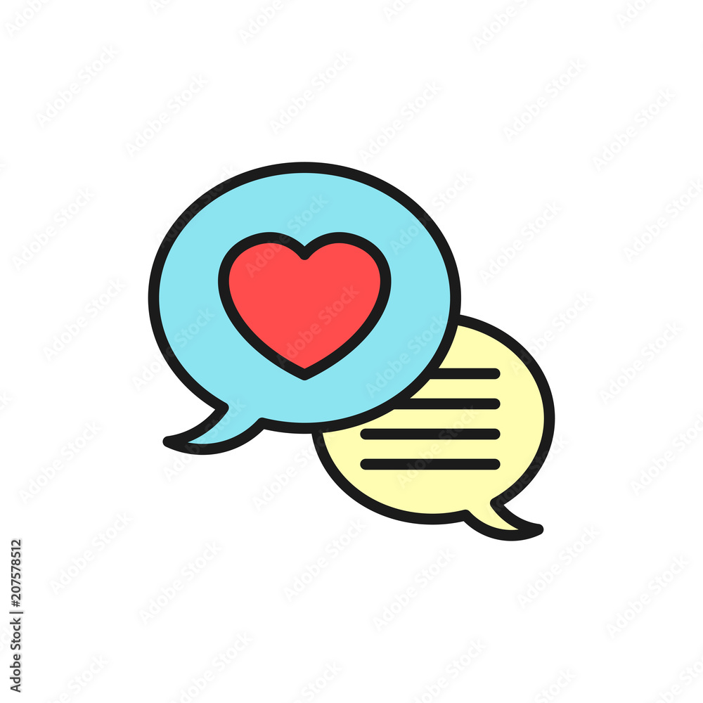 love chat icon. wedding forum logo. simple clean colored symbol.