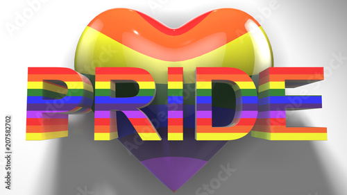 Gay Pride graphic title 3D render. The letters LGBTQIA refer to lesbian, gay, bisexual, transgender, queer or questioning, intersex, and asexual or allied.