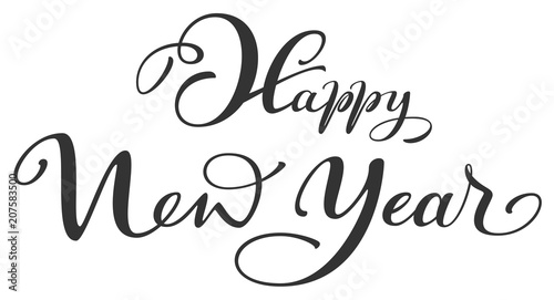 Happy New Year ornate handwriting lettering text
