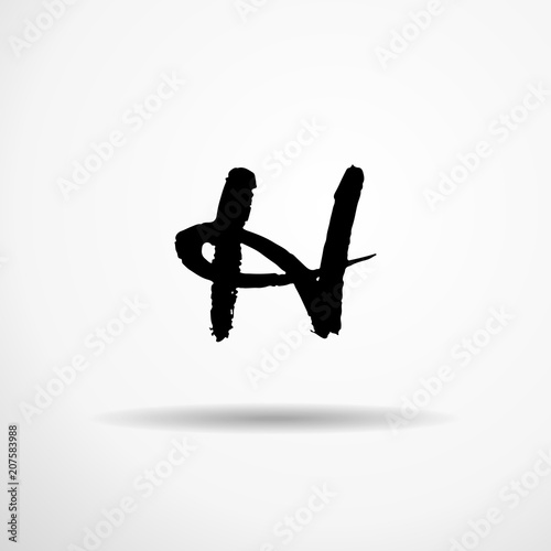 Letter A. Handwritten by dry brush. Rough strokes textured font. Vector illustration. Grunge style alphabet.