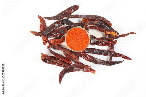 Red hot chili pepper paprika flake spice raw dry powered
