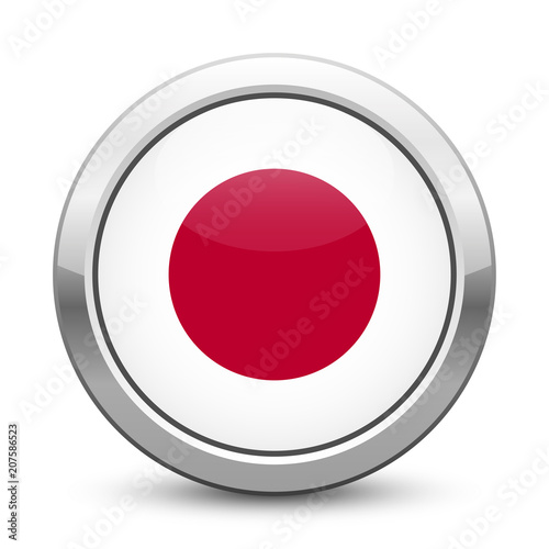 Japan - shiny metallic button with national flag. Japanese symbol isolated on white background. Vector EPS10 Free Download Japan - shiny metallic button with national flag. Japanese symbol isolated on white background. Vector EPS10 - GFXLoad