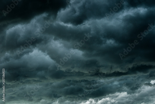 Dark clouds and thunderstorm with rainy, Dramatic black clouds in summer