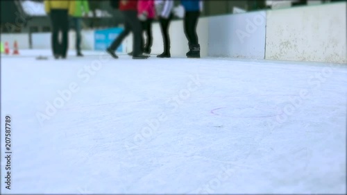 Bavarian curling, players throwing ice sticks, curling sticks photo