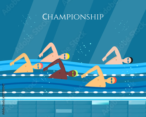 Sport swimming banner, professional water sports