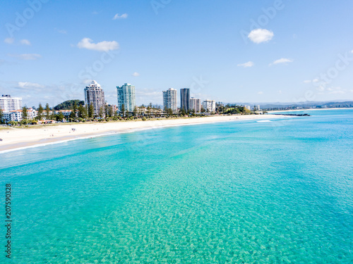 An aerial view of Greenmount beach at Coolangatta on Queensland's Gold Coast in Australia