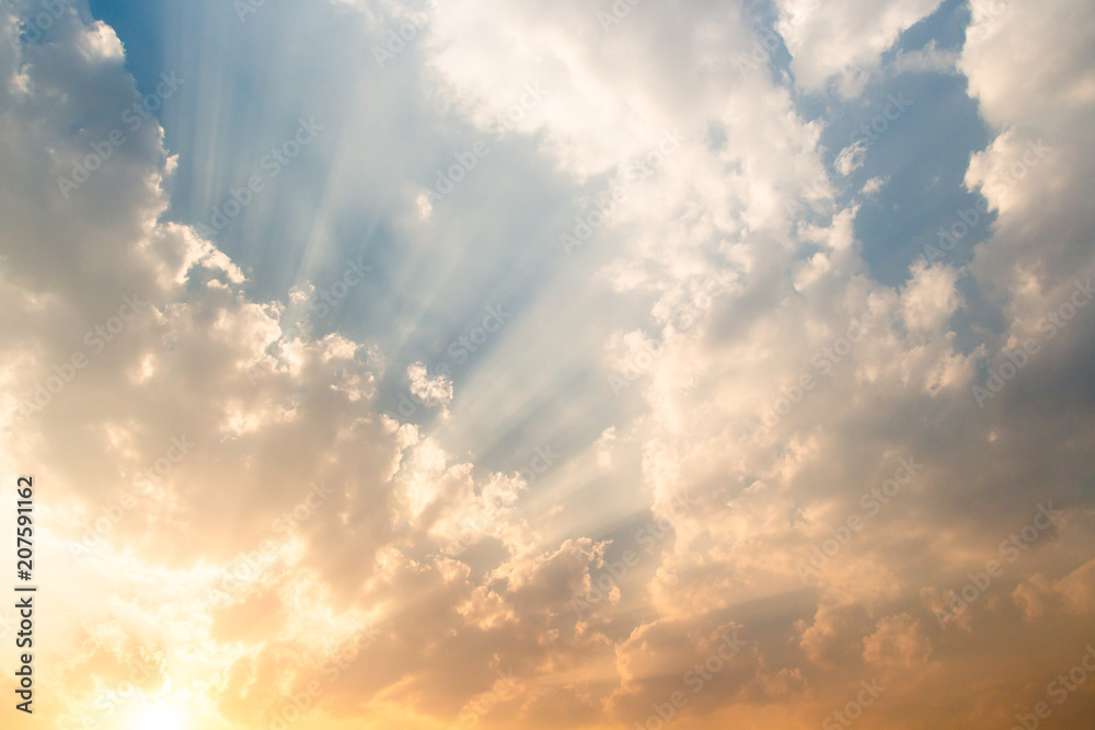 colorful dramatic sky with cloud at sunset.