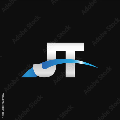 Initial letter JT, overlapping movement swoosh logo, metal silver blue color on black background Free Download Initial letter JT, overlapping movement swoosh logo, metal silver blue color on black background - GFXLoad