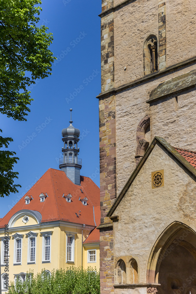 Munster church and town hall in the center of Herford, Germany