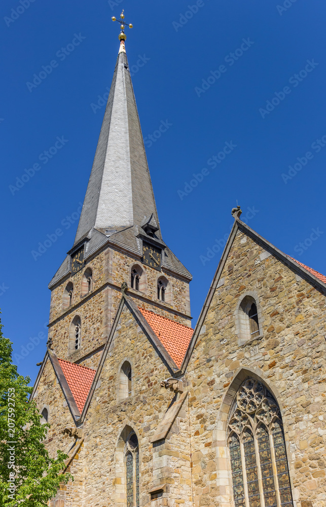 Tower of the historic Johannis church in Herford, Germany