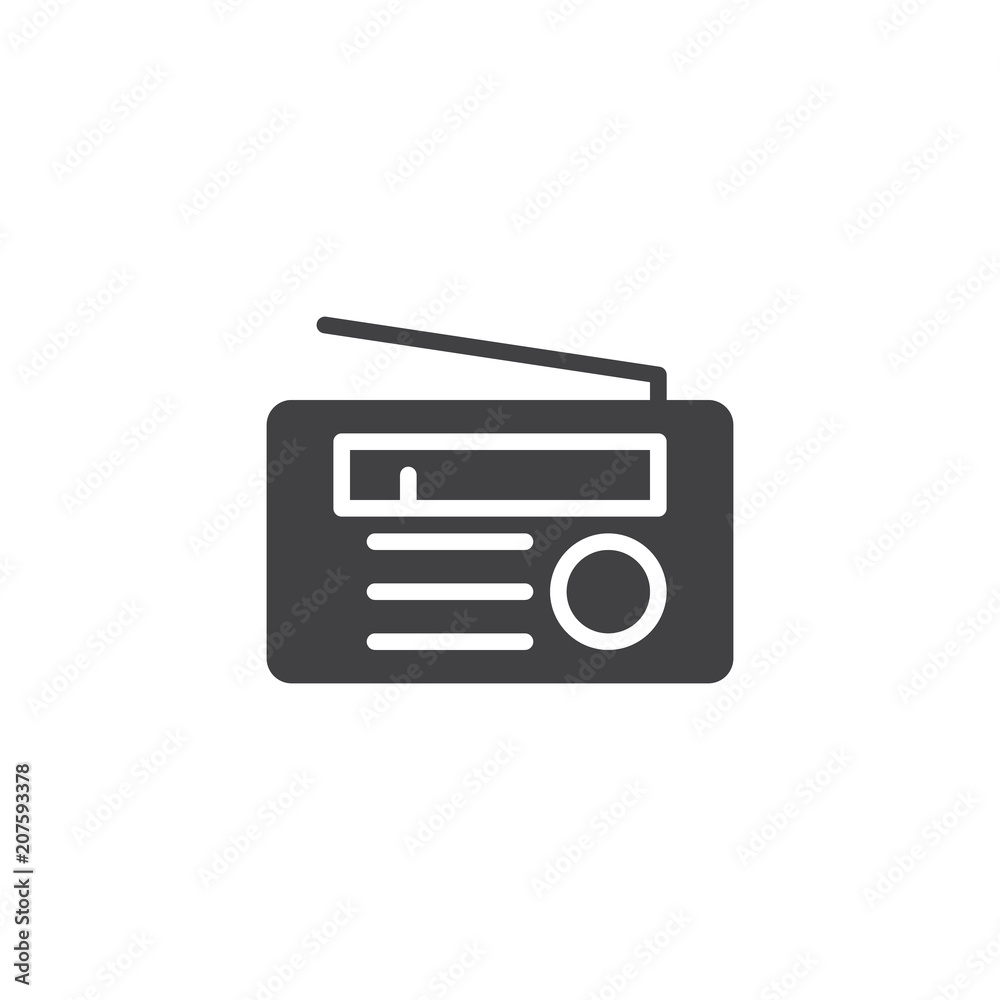 Radio vector icon. filled flat sign for mobile concept and web design. Receiver simple solid icon. Symbol, logo illustration. Pixel perfect vector graphics Radio vector icon. filled flat sign for mobile concept and web design. Receiver simple solid icon. Symbol, logo illustration. Pixel perfect vector graphics