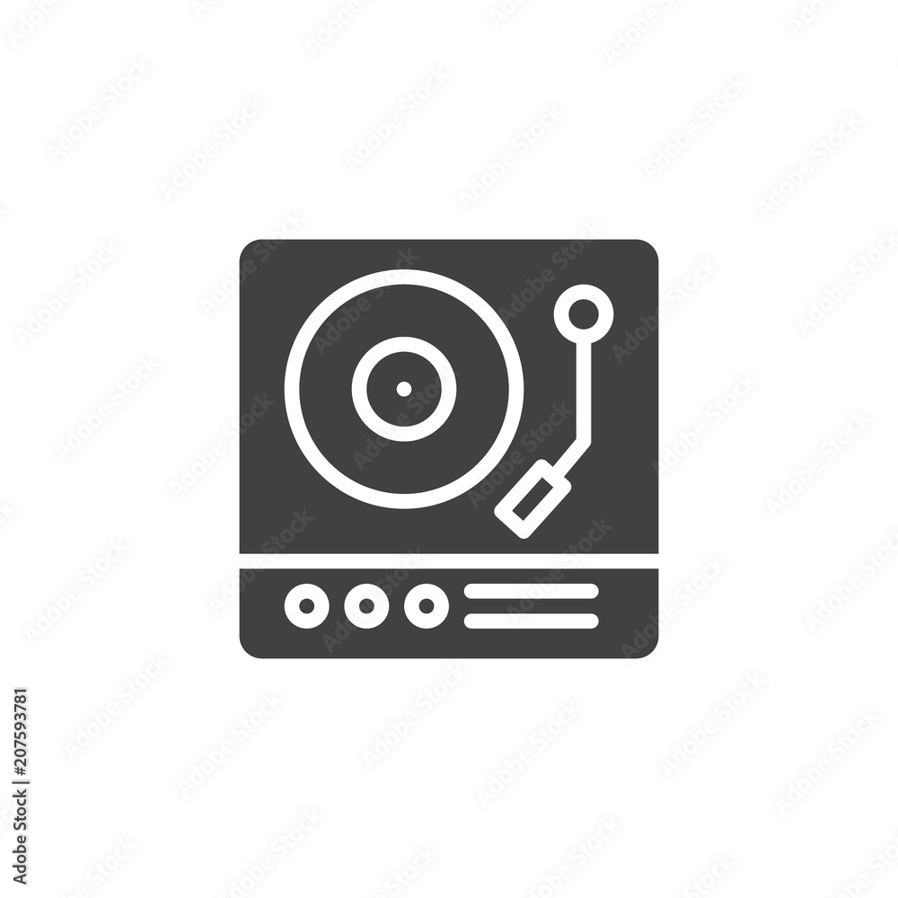 Turntable vector icon. filled flat sign for mobile concept and web design. Dj player solid icon. Gramophone symbol, logo illustration. Pixel perfect vector graphics Turntable vector icon. filled flat sign for mobile concept and web design. Dj player solid icon. Gramophone symbol, logo illustration. Pixel perfect vector graphics
