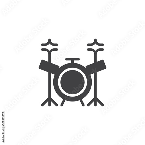Drum kit vector icon. filled flat sign for mobile concept and web design. Music drum set solid icon. Symbol, logo illustration. Pixel perfect vector graphics